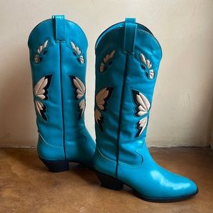 *WORN ONCE* Jeffrey Campbell Fly Away Cowboy Boots, size 9, beautiful teal color